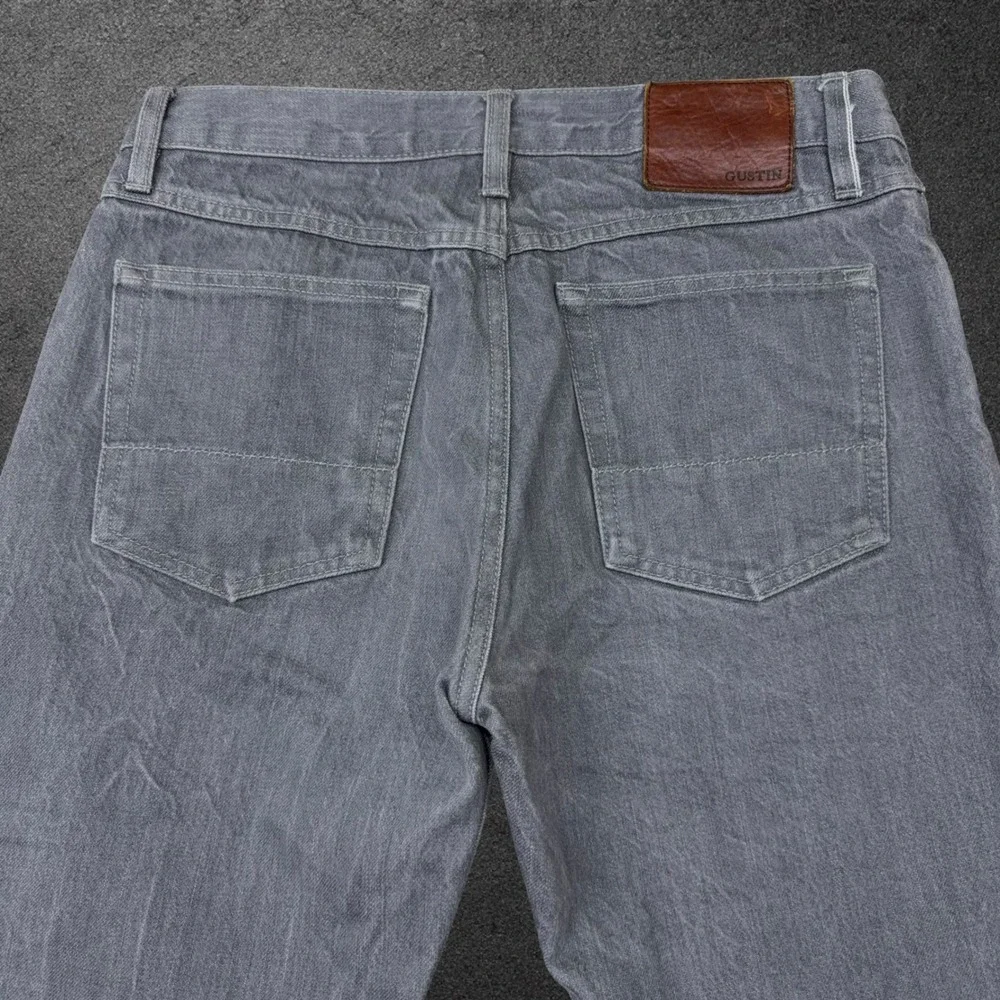 Gustin‎ Mens California Straight Raw Grey Denim Jeans Button Fly Size 32 x 31